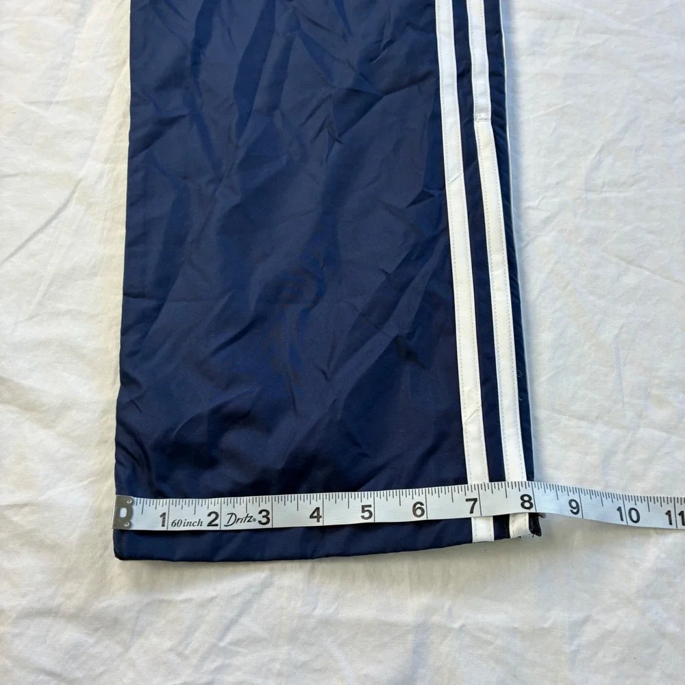 Vintage 2004 Adidas Navy Blue Windbreaker Track Pants Y2K 3 Stripe Mens S Unisex